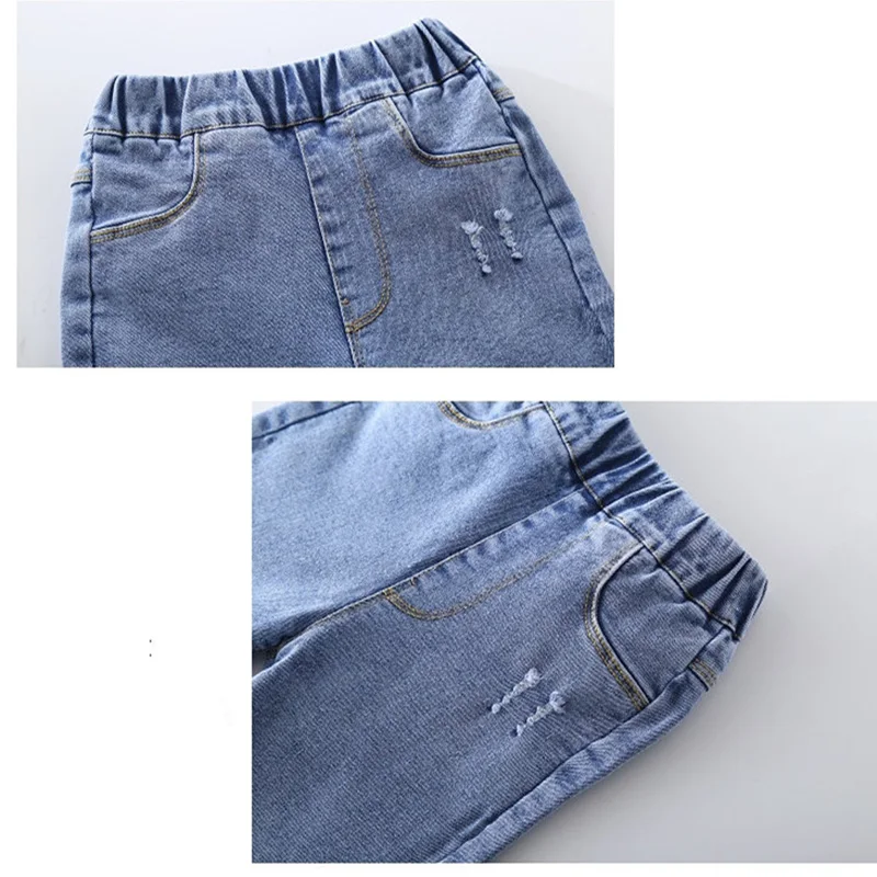 Рваные джинсы для девочек подростков Детские рваные хлопковые джинсовые штаны