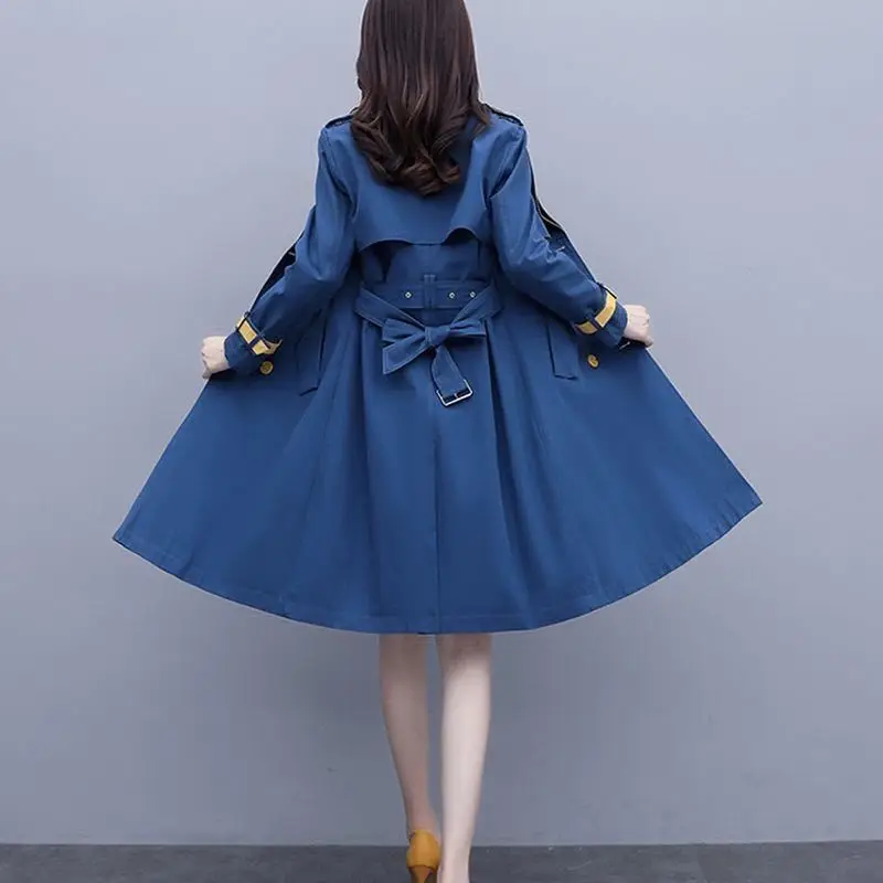 

Spring Autumn New Hot Mid-length Windbreaker Women's Waist Is Slimmer Double-breasted Jacket Elegant Fashionable British Style