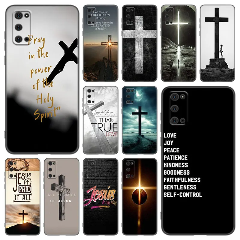 

Cross Christian Bible Quotes Phone Case For Samsung Galaxy S22 Pro S21 S20 Ultra FE S10 Lite S9 S8 Plus S10E 5G Soft Black Cover