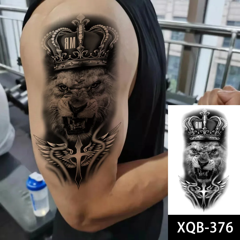 Волк Сова Татуировка наклейка зло Череп Дьявол черный большой Временной