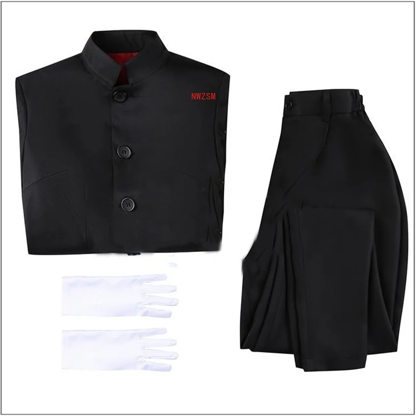 

Takerlama Anime Tokyo Revengers Mikey Costume Sano Manjirou Uniform Black Long Coat with Pants Halloween Adult For Men Outfits