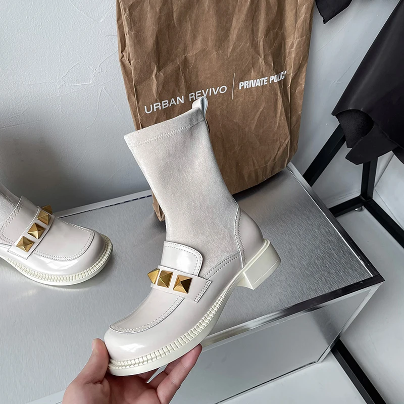 

Square Toe Women Ankle Boots 2021 Fashion Genuine Leather Chunky Heels Pumps Female Winter Office Lady Basic Shoes Woman