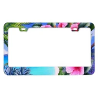 hibiscus floral tropical palm license plate frame for women custom license plate frames license plate holder cute decorative