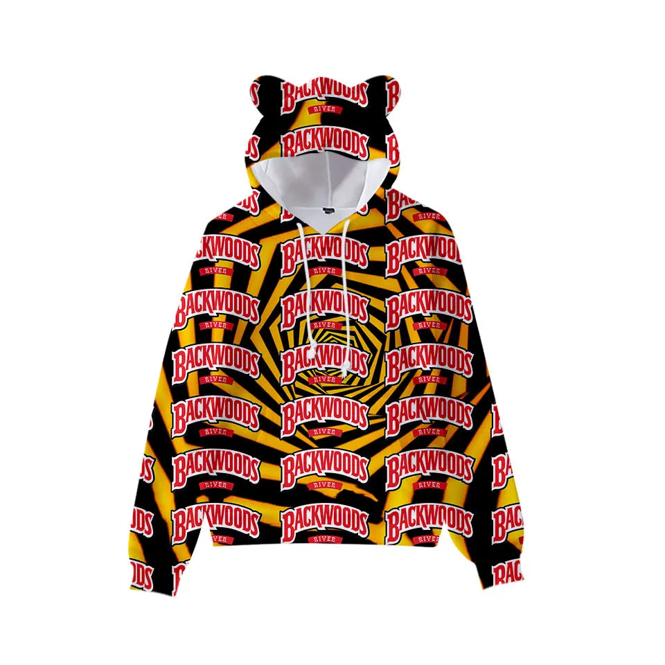 

2 To 15 Years Kids Hoodies Backwoods 3D Printed Cat Ears Kids Hoodie Sweatshirt Boys Girls Cartoon Jacket Coat Children Clothes