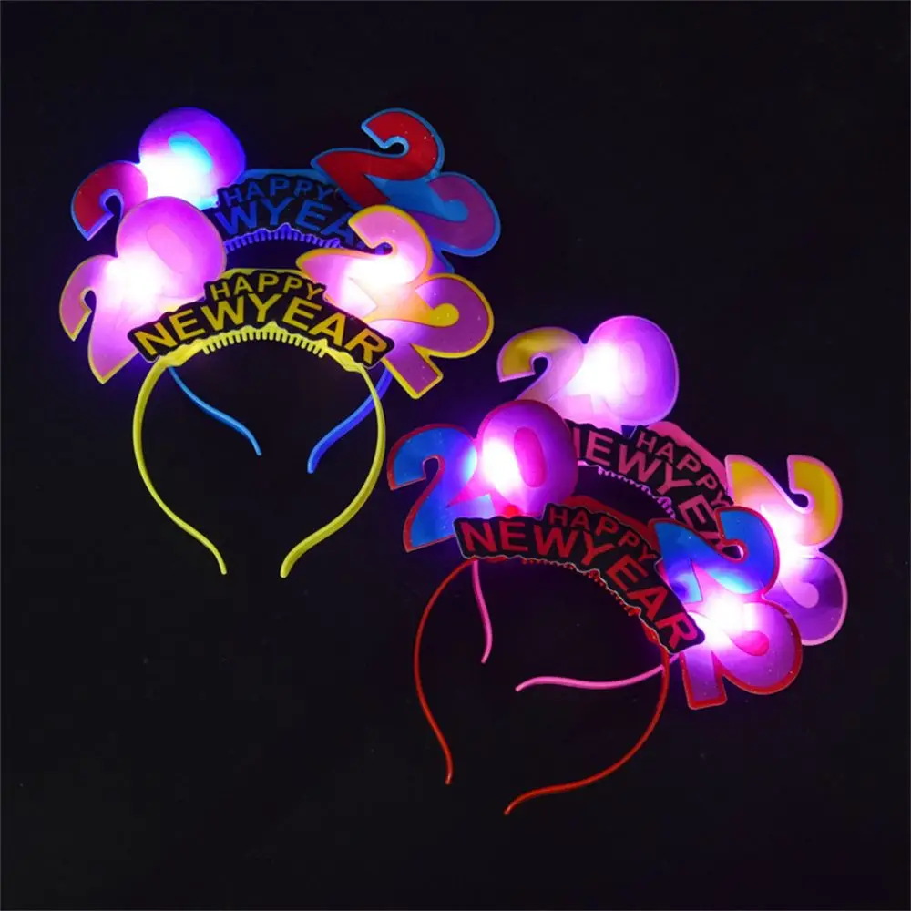 

Kid Adult Happy New Year Hair Bands Party Decoration Cosplay Christmas Headband Glow Headband 2022 LED Flashing