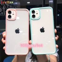 100pcslot hot sale candy transparent for iphone 12 case for iphone 11 pro max xs x xr 7 8 6s plus se2020 shockproof clear cover