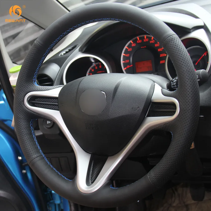 MEWANT черный чехол рулевого колеса автомобиля из натуральной кожи для Honda Fit