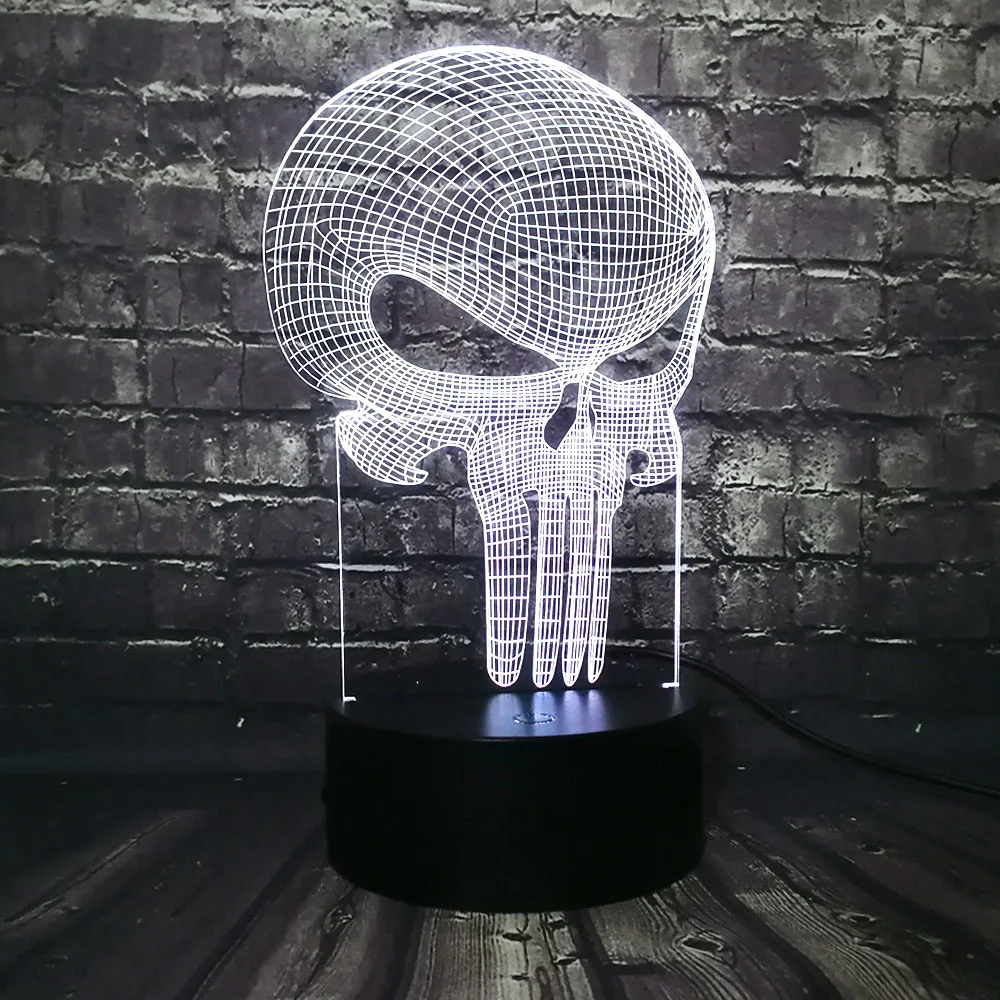 Зуб череп 3D светодиодный USB лампа Хэллоуин Каратель настроение красочные страшные тема привидениями дом Декор ночной Светильник сценический светильник ing