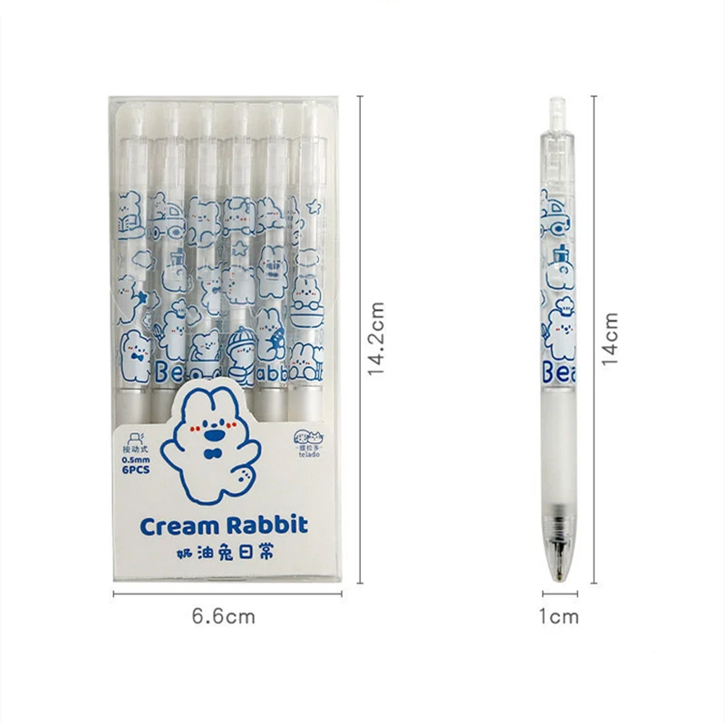 6pcs/Set Kawaii Gel Pen Cute Cartoon Rabbit Quick Drying Black Ink Press Writing Pens School Office Supply Stationery - купить по