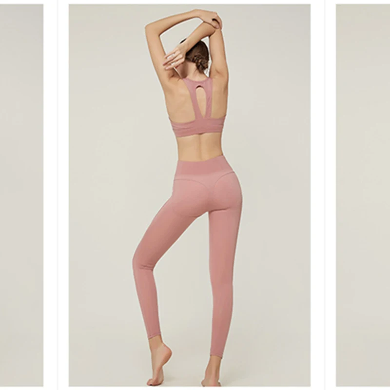 Женская тренировка 2 шт Бесшовные Леггинсы для йоги с спортивным бюстгальтером
