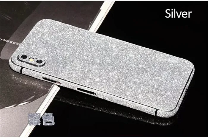 Silver Блестящая наклейка для телефона iPhone 11 Pro XS Max, Защитная пленка для всего тела, наклейка для iPhone X XR 8 7 6 Plus 5S - Цвет: Silver