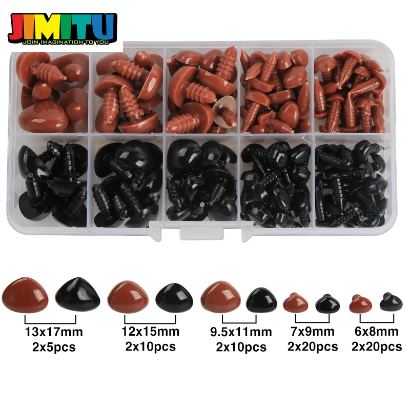 130 шт 6x8/7x9/9,5x11/12x15/13x17 мм черные коричневые безопасные носики Треугольные пластиковые безопасные игрушечные носы и мягкие шайбы для плюшевой куклы
