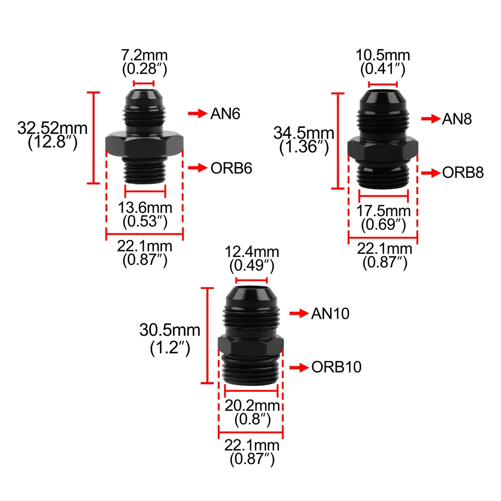 Переходник со штекером черное кольцо ORB 6 10 уплотнительное Boss к AN6 6AN AN8 8AN AN1010AN 6061 T6