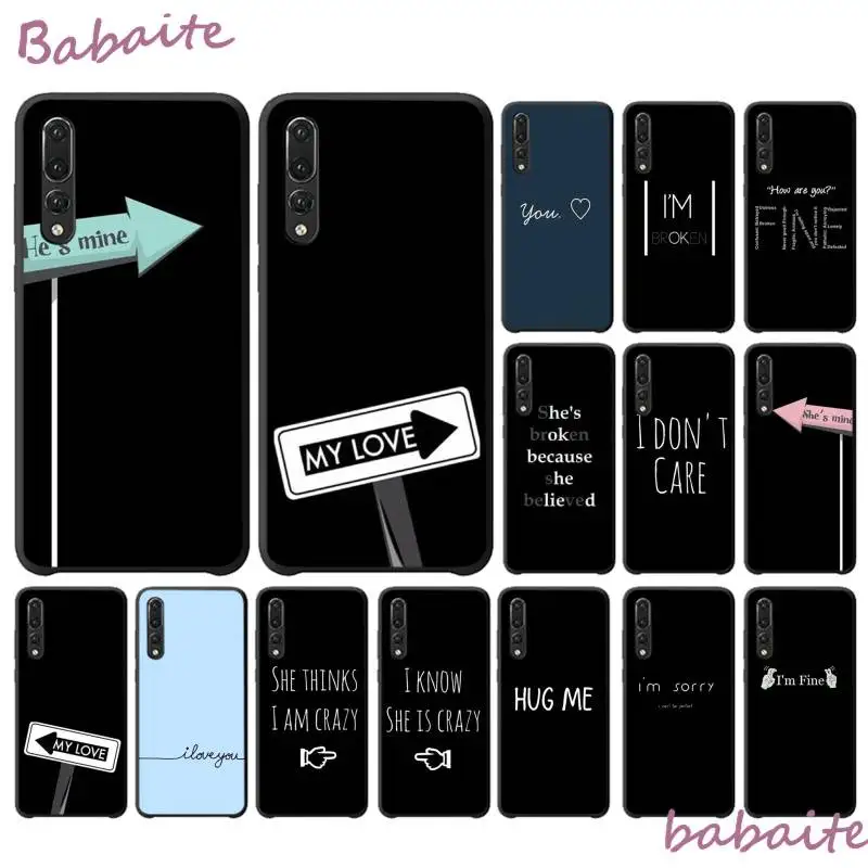

Babaite Couple Priting she he is mine Soft Silicone Phone Cover for HuaweiY9 2018 HONOR 8 8X 9 9LITE View 9 10 honor 10 20 lite