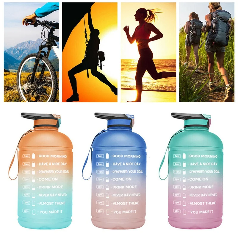 

3.78L Water Bottle with Straw & Dual Handle, Water Hydration with Motivational Time Marker for Outdoor Activity