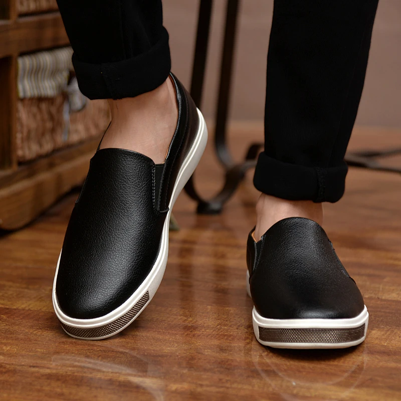 Мужские лоферы Кожаная повседневная обувь на плоской подошве дышащие мокасины