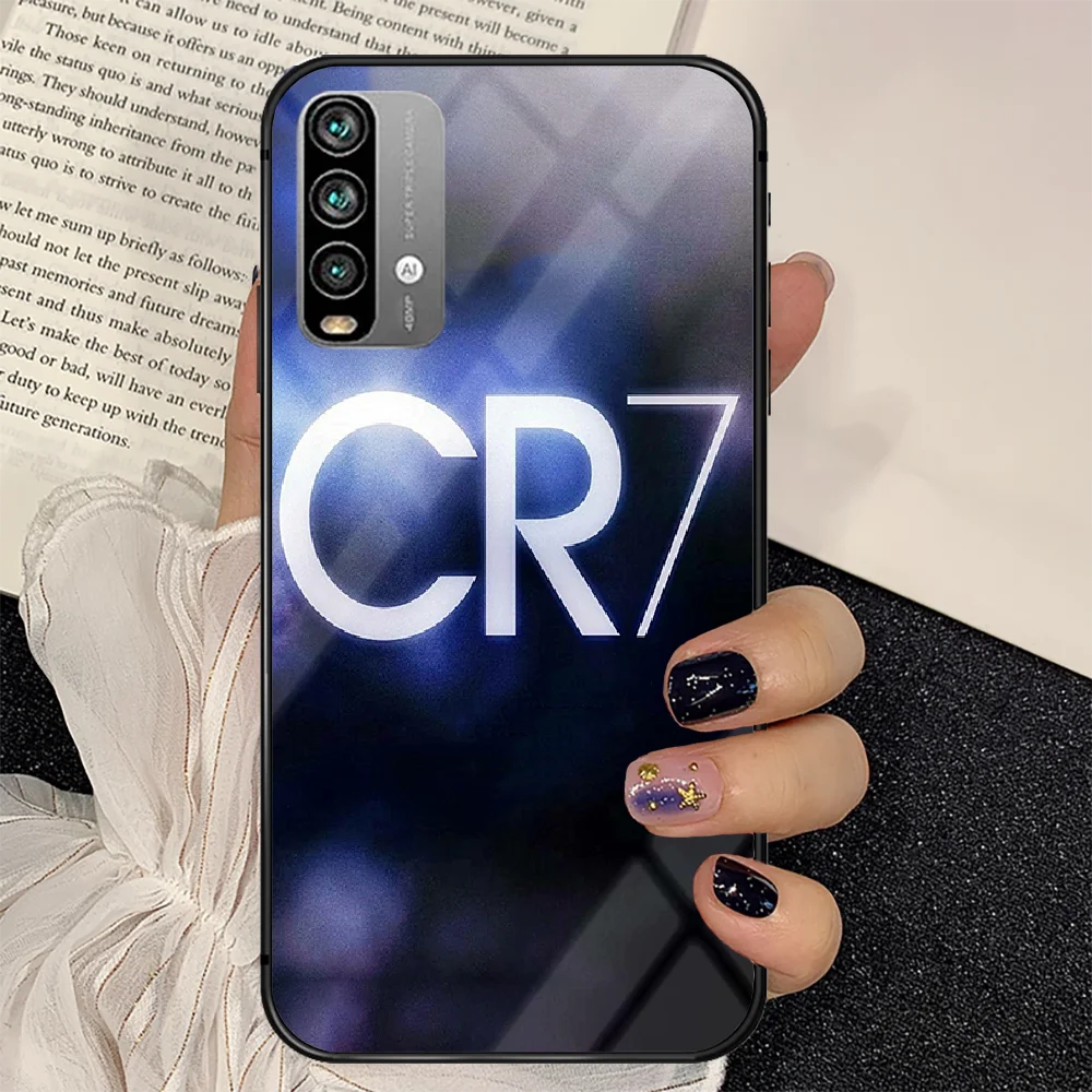 

Ronaldo CR7 Football Phone Tempered Glass Case Cover For Xiaomi Redmi note k 7 8 9 10 30 40 A C T S Pro Etui Black Etui