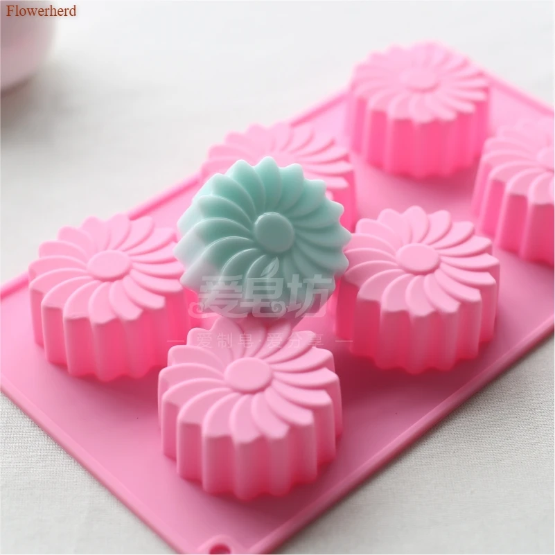 New Soap Form Soft Handmade Silicone Mould Six-Flower Windmill Fondant Cake Chocolate Mold Making Tools | Дом и сад