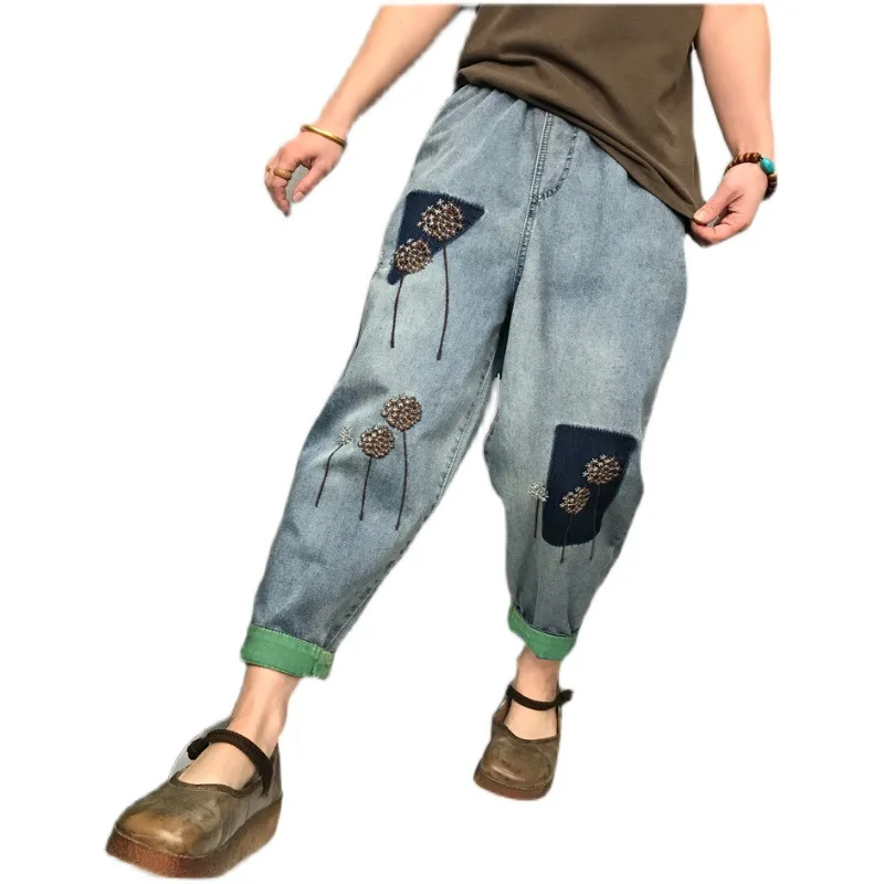 

Max LuLu 2021 Designer Spring Style Ladies Patchwork Embroidery Jeans Womens Vintage Casual Denim Pantalons Overszied Pantalons