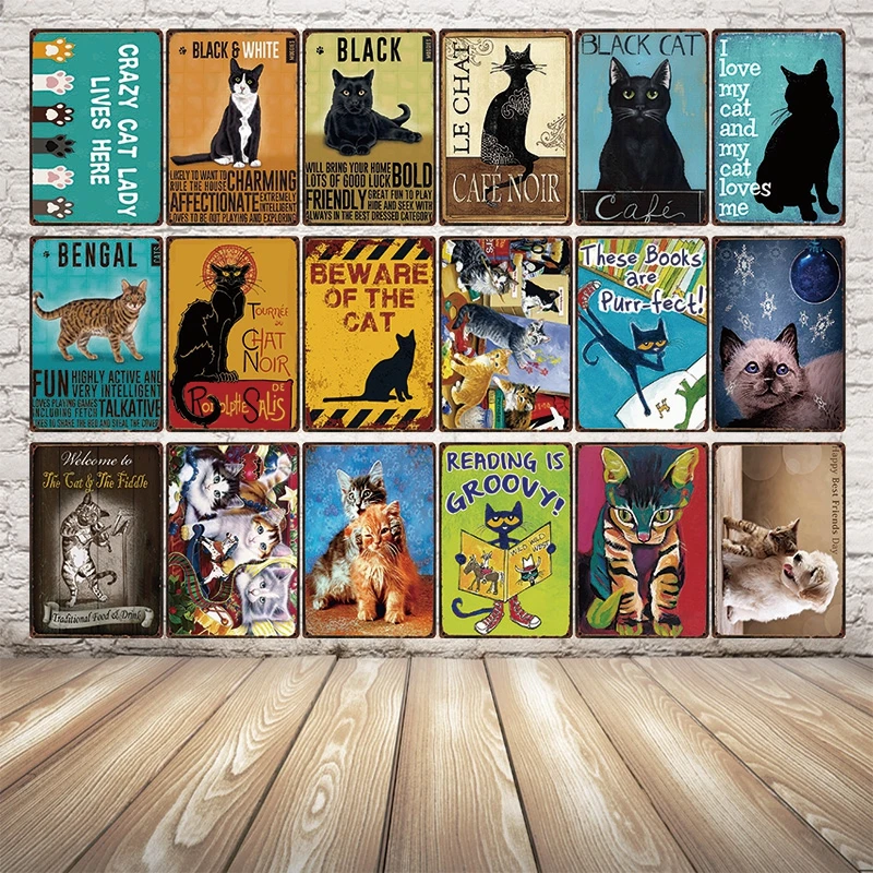 

[ Douladou ] Beware Of The Cat Metal Sign Tin Poster Home Decor Bar Wall Art Painting 20*30 CM Size y-2163