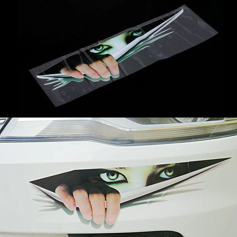 

3D Funny Girl Peeking Reflective Sticker Car SUV Pickup Door Window Bumper Decal Green Waterproof Exterior Car Decor Accessories