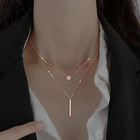 Двухслойное ожерелье из розового золота и серебра, длинное круглое сверкающее ожерелье с длинной подвеской из циркония, хороший подарок для девушки, аксессуары