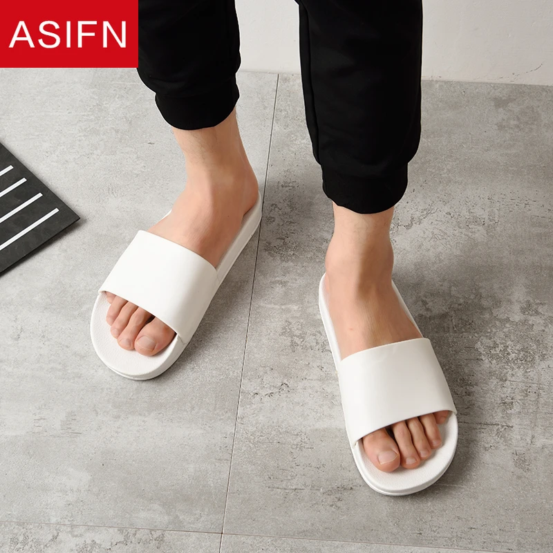 

ASIFN Men's Slippers simple Slides Men Big Size Shoes Non-slip Summer Beach Sandal Soft Sole Male Flip Flops Man Zapatos Hombre