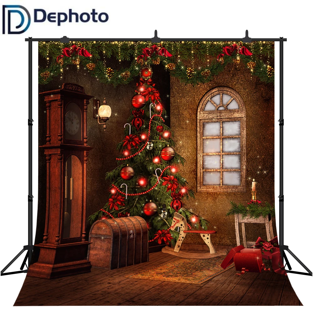 Рождественский фон шары хоббитная лошадь Санта Подарочная коробка ретро дом