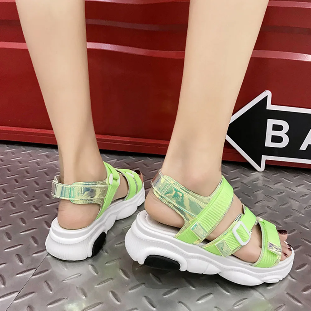

Sorphio For Dropship Girls Sandals Solid Hook Loop Open Toe Platform Dandals Women Wedges Casual Leisure Summer Shoes Woman