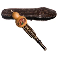 handmade hulusi black bamboo gourd cucurbit flute ethnic musical instrument key of c with case for beginner music lovers