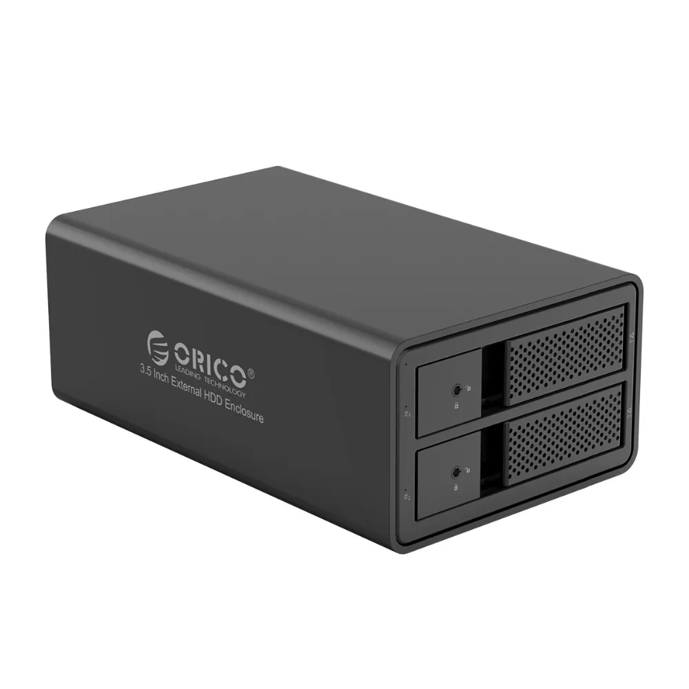 ORICO 2 bay 3,5 дюймов док-станция для HDD USB3.0 to SATA с RAID алюминиевый корпус для HDD 78 Вт внешний адаптер питания чехол для HDD