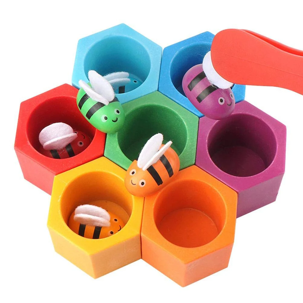 Детский деревянный зажим пчела в Улей подходящая игра головоломка сортировка