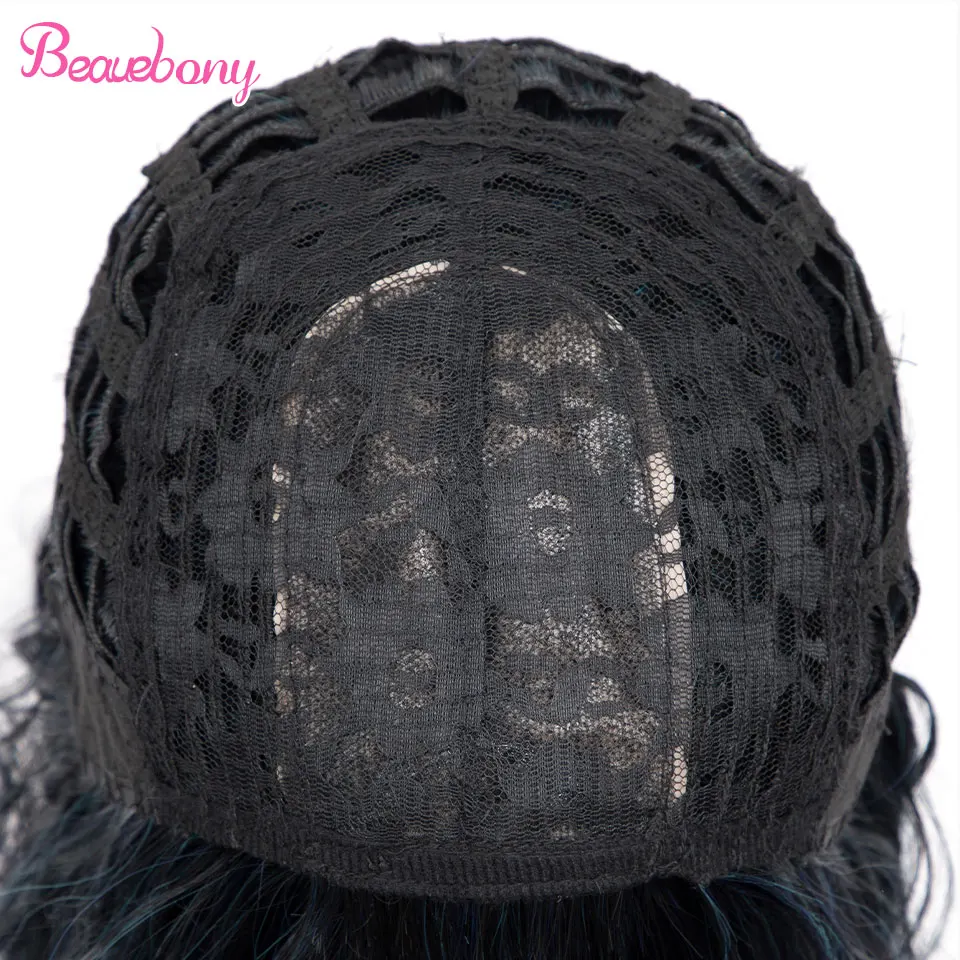 

Beauebony Hair Synthetic Wavy Bob Wig With Bangs Peluca Lolita Blue Wigs For Women Short Heat Resistant Cosplay Mujer Hair Wigs
