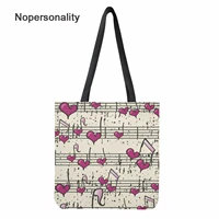 nopersonality canvas bag music notes design large capacity woman reusable shoulder handbag stylish female daily outgoing bag