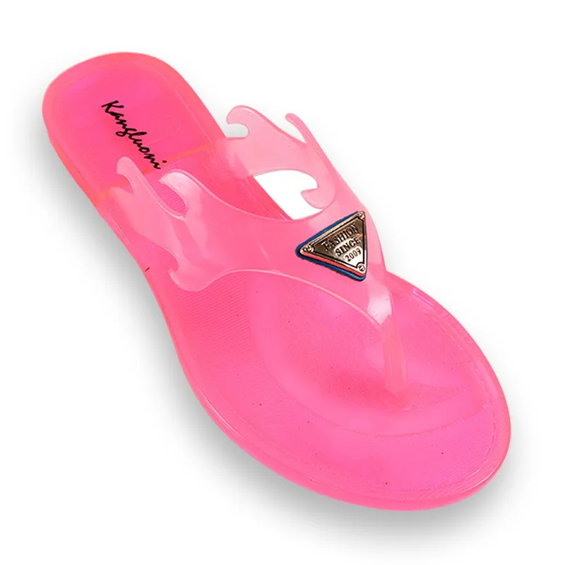 Новинка Модные шлепанцы с металлическим украшением Женские желейные сандалии