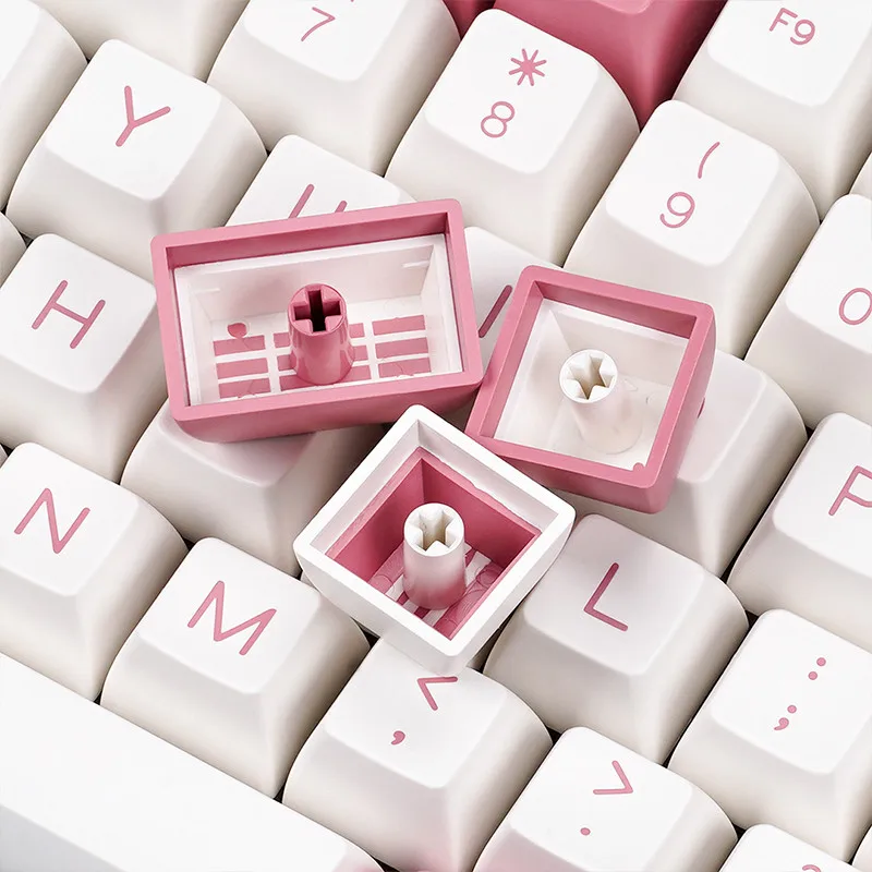 

MAXKEY Two-Color Molding Mechanical Keyboard Keycap Pink And White Color Matching SA Height Ball Cap 130 Keys
