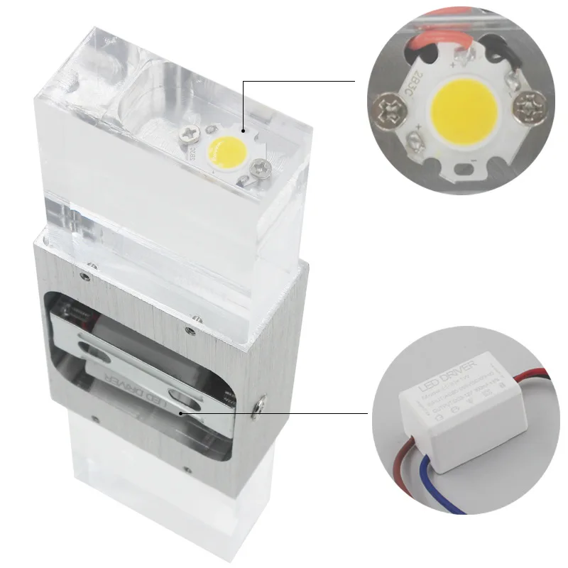 6 Вт бра квадратный светодиодный акриловый настенный светильник кристалл