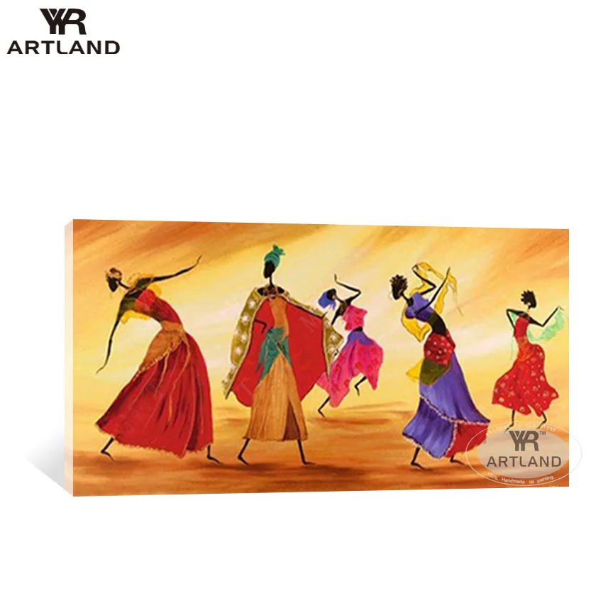 

YYR-ARTLAND African woman dancing painting for home wall decoration Hand painted oil painting on canvas art picture for bedroom