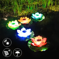 solar flower light artificial floating lotus led solar pool light outdoor led night lamp pool garden fish tank wedding decor