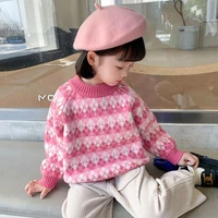 toddler girls knitted sweater for girls children kids long sleeve o neck pullover print thermal bottoming knitwear clothing