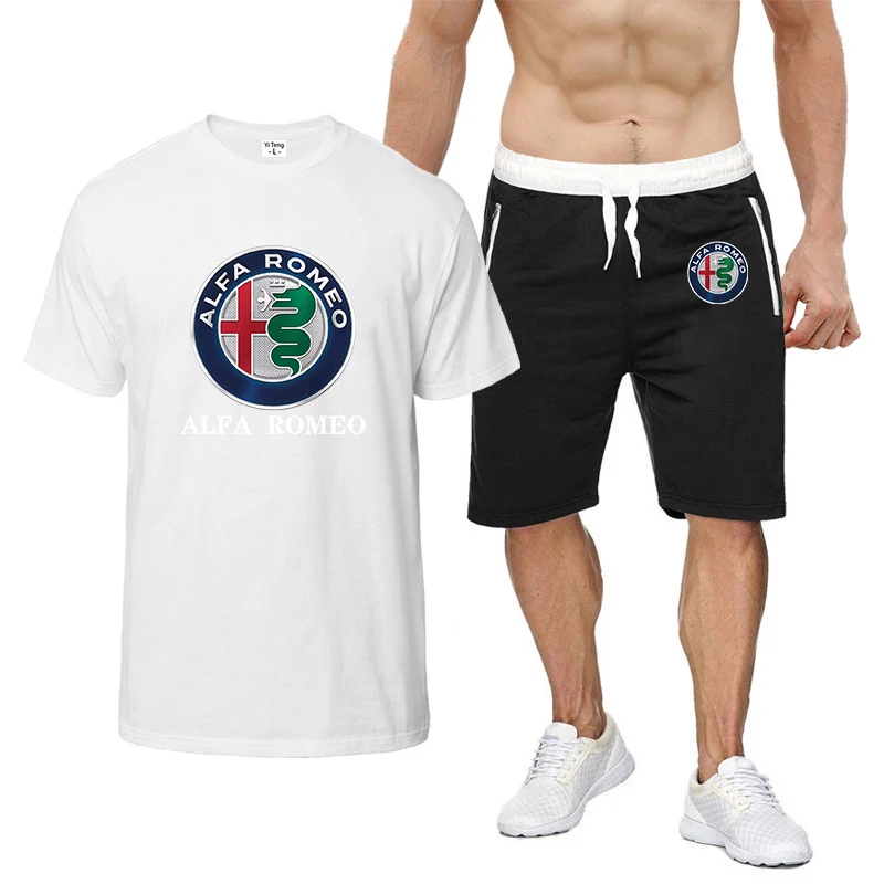 

Костюм-двойка летний из футболки и шортов с принтом Alfa Romeo