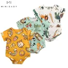 Одежда для новорожденных; Сезон лето; Новинка; Боди для маленьких мальчиков с короткими рукавами; Милый детский комбинезон с рисунком животных; Одежда из чистого хлопка для девочек