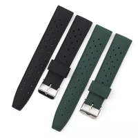 20mm 22mm tropical watchband rubber watch strap black green for seiko replacement wristband porous sport diving strap for man