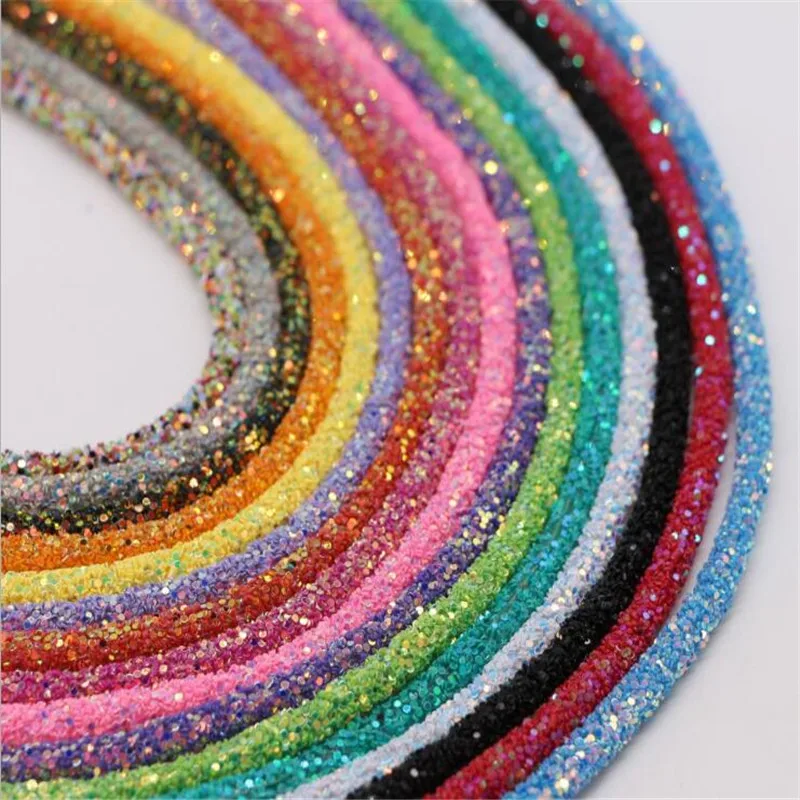 1 ярд разноцветных радужных блесток сверлильные трубки с блестящим порошковым