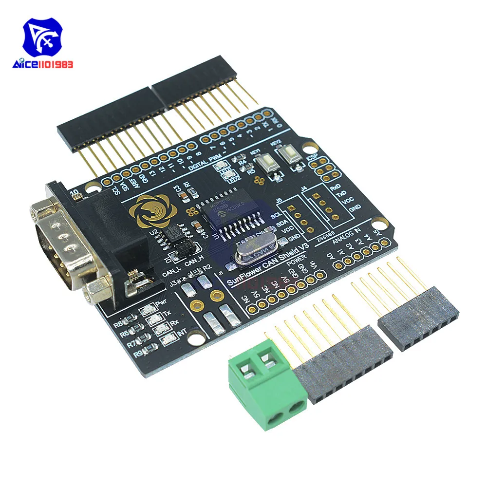 Diymore MCP2515 подключению CAN шины модуль SUB D разъем Стандартный UART IIC SPI светодиодный