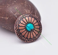 10x 30mm antique copper sun flower real green black natural turquoise leathercraft accessories wallet keyring conchos screwback