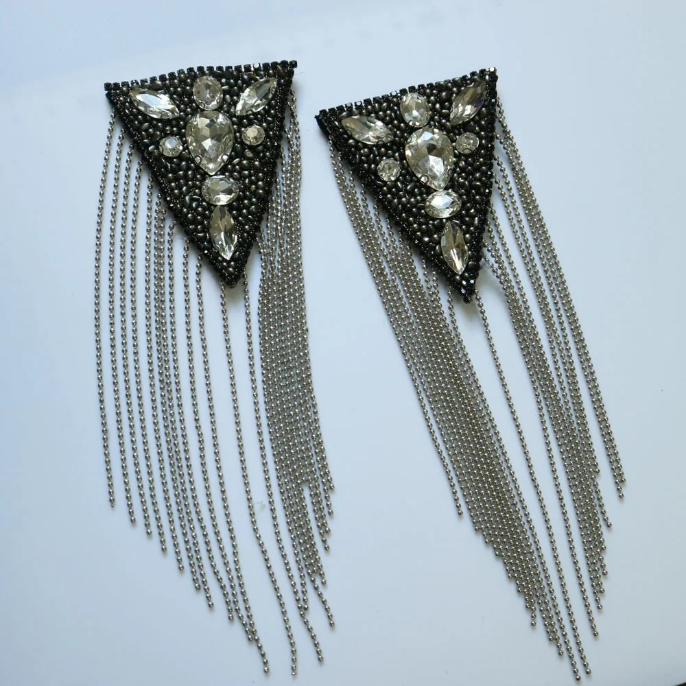 2 шт. черная кисточка бисером epaulette для одежды панк-куртка костюм DIY мода кисточка значок epoulets Наплечная накладная заплата
