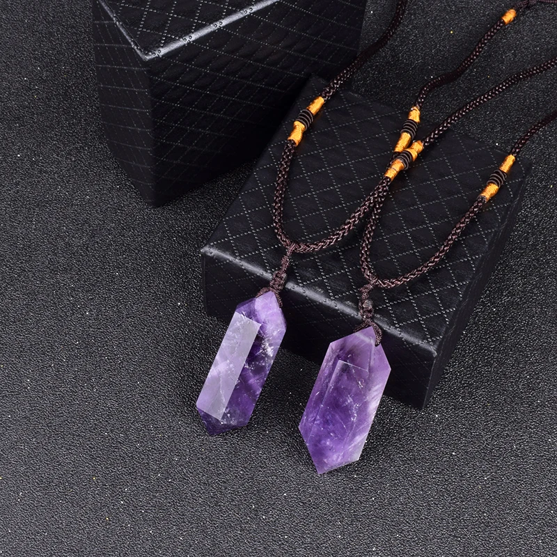 Подвески и ожерелья с лицевым покрытием из натурального аметиста женские модные