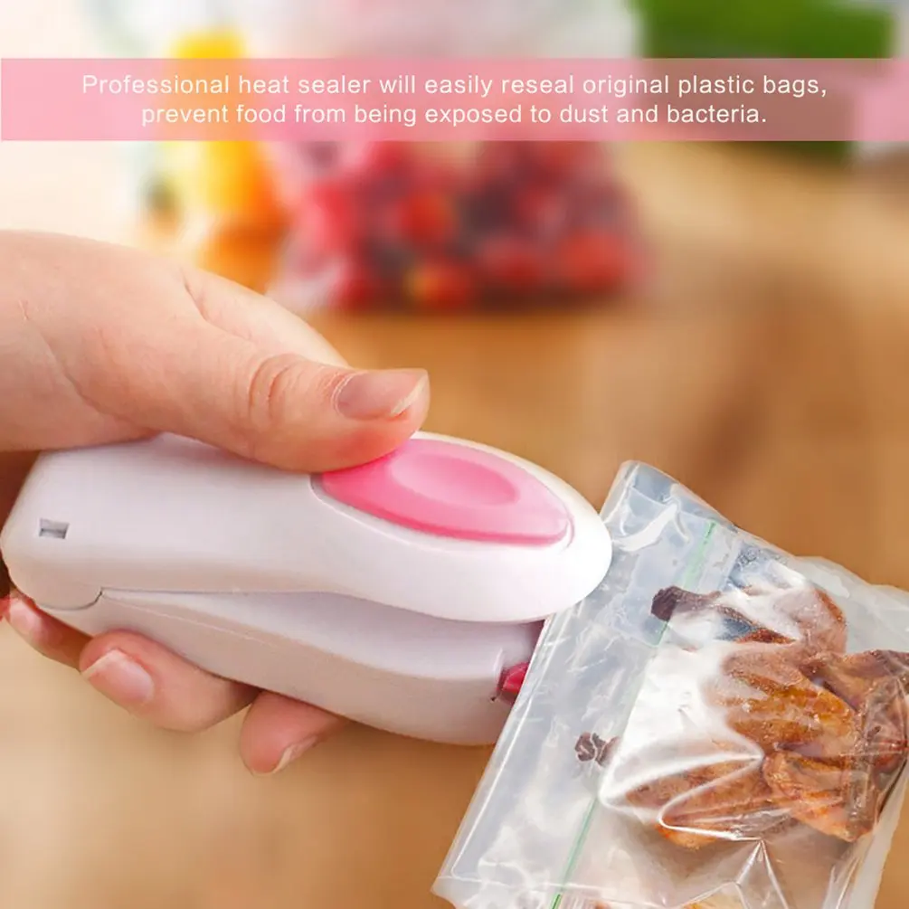 

Mini Bag Sealer Portable Heat Sealing Machine Food Clip Snack Candy Packaging Heat Sealer Manual Bag Closer Clip Kitchen Tool