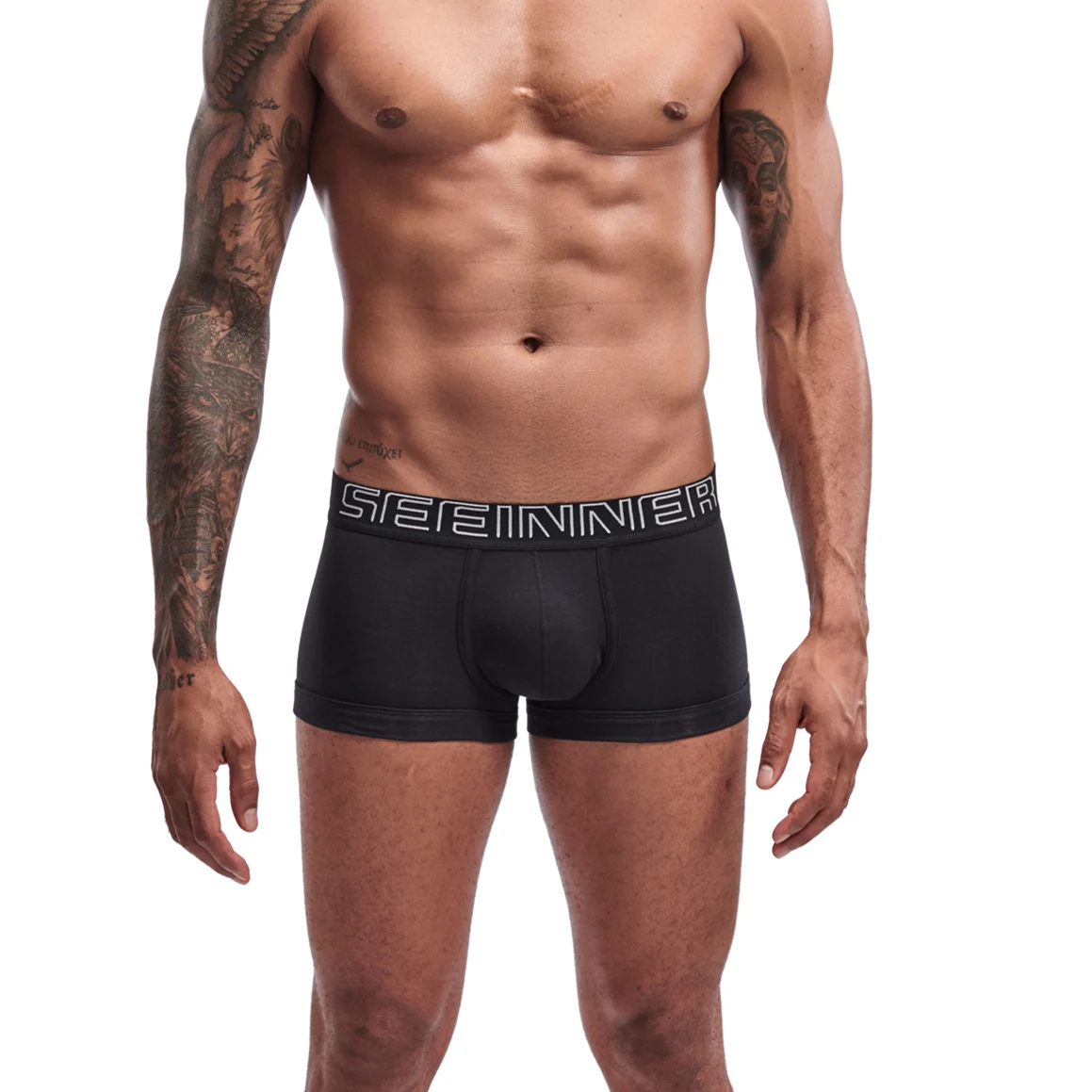 605 Black New Mens Underwear Solid Classic Men Underpants Cotton Short trunk Spandex Man Pants Comfort Elastic Man Boxers Hot - Цвет: 605 Black